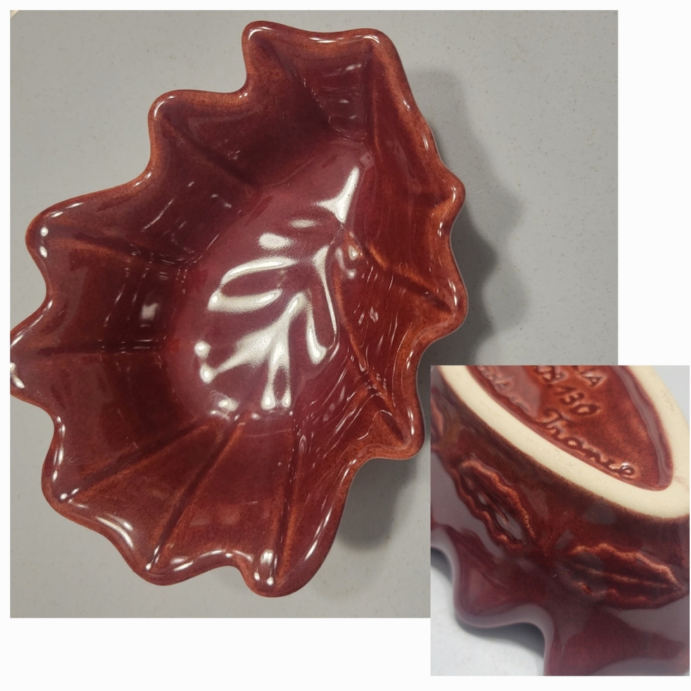 Appolia French Art Pottery Serving Dish Bowl Leaf Bowl